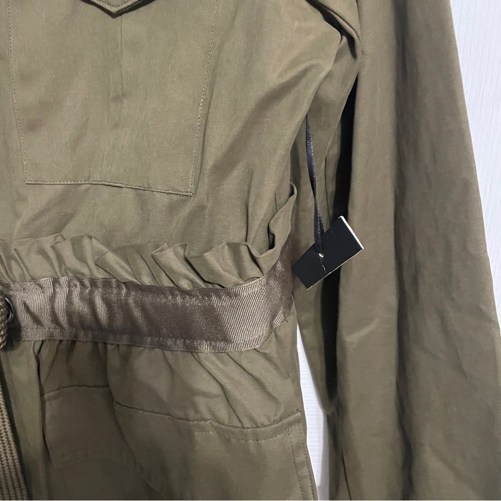 Vera Wang Military Army Green 4 Pocket Utility Jacket with Bow Front Tie Medium - Picture 7 of 9
